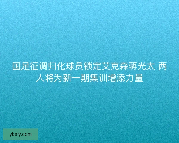 国足征调归化球员锁定艾克森蒋光太 两人将为新一期集训增添力量