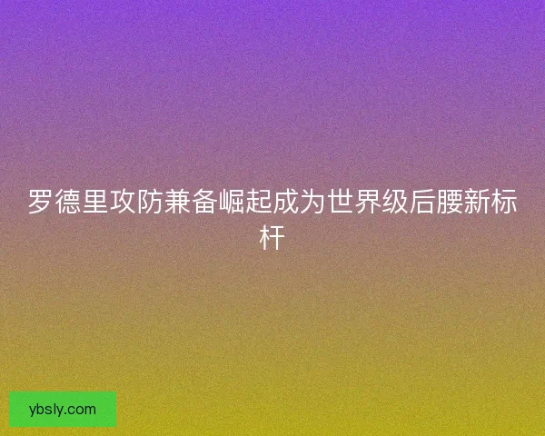 罗德里攻防兼备崛起成为世界级后腰新标杆